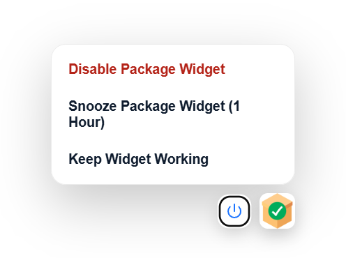 Easy Package Tracker widget menu with manage options